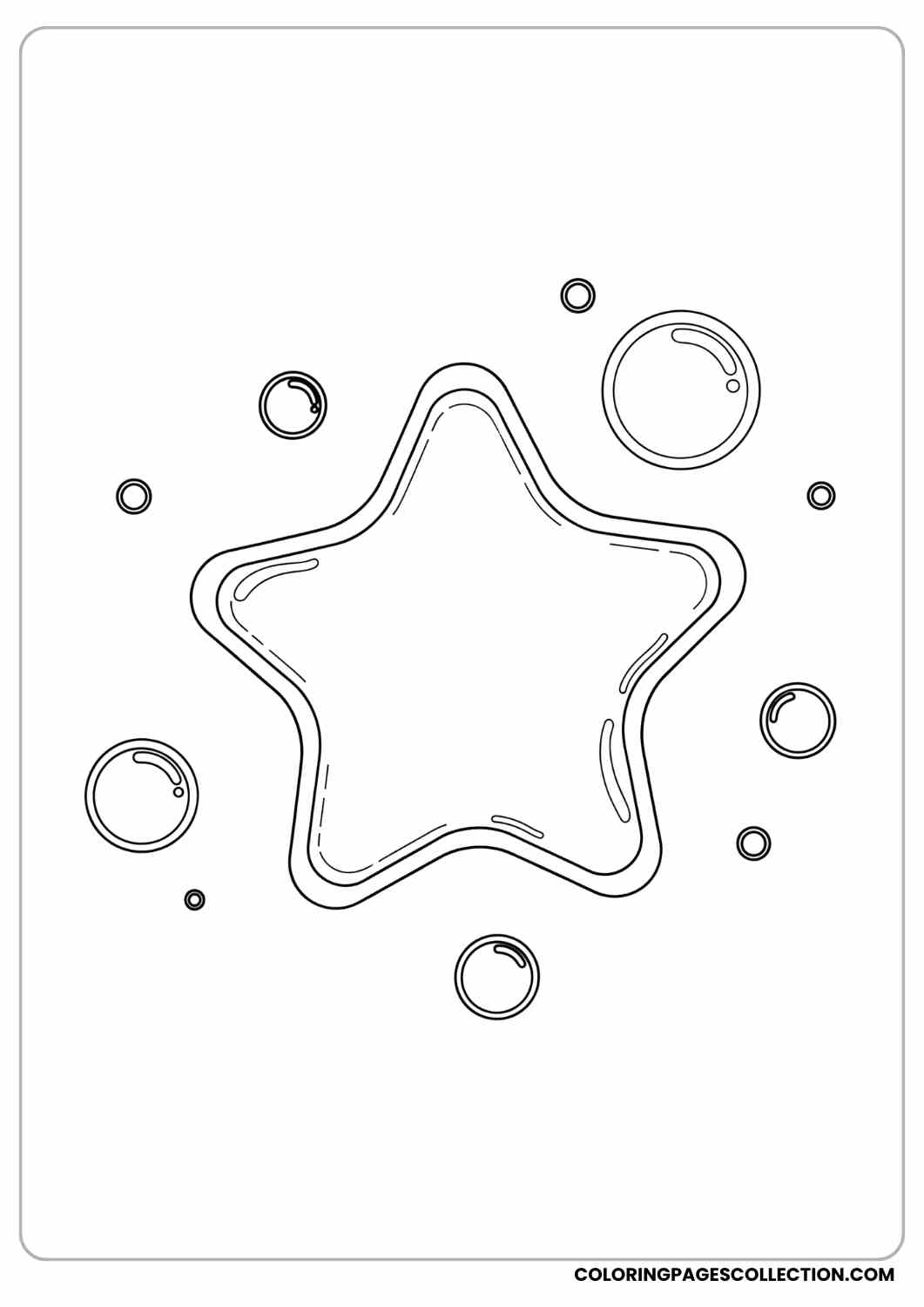 star-shaped floating bubble coloring page