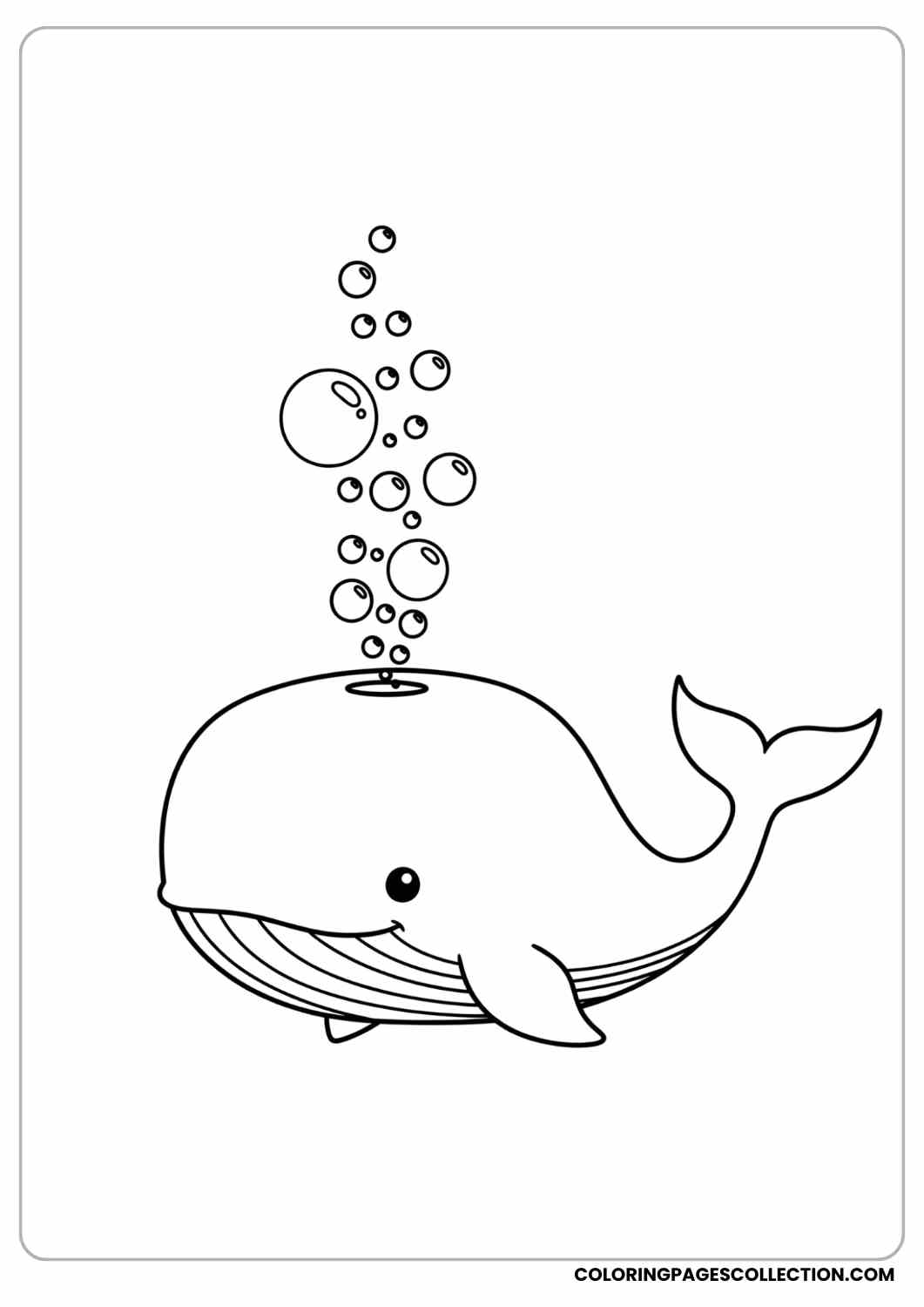 cartoon whale blowing bubbles coloring page