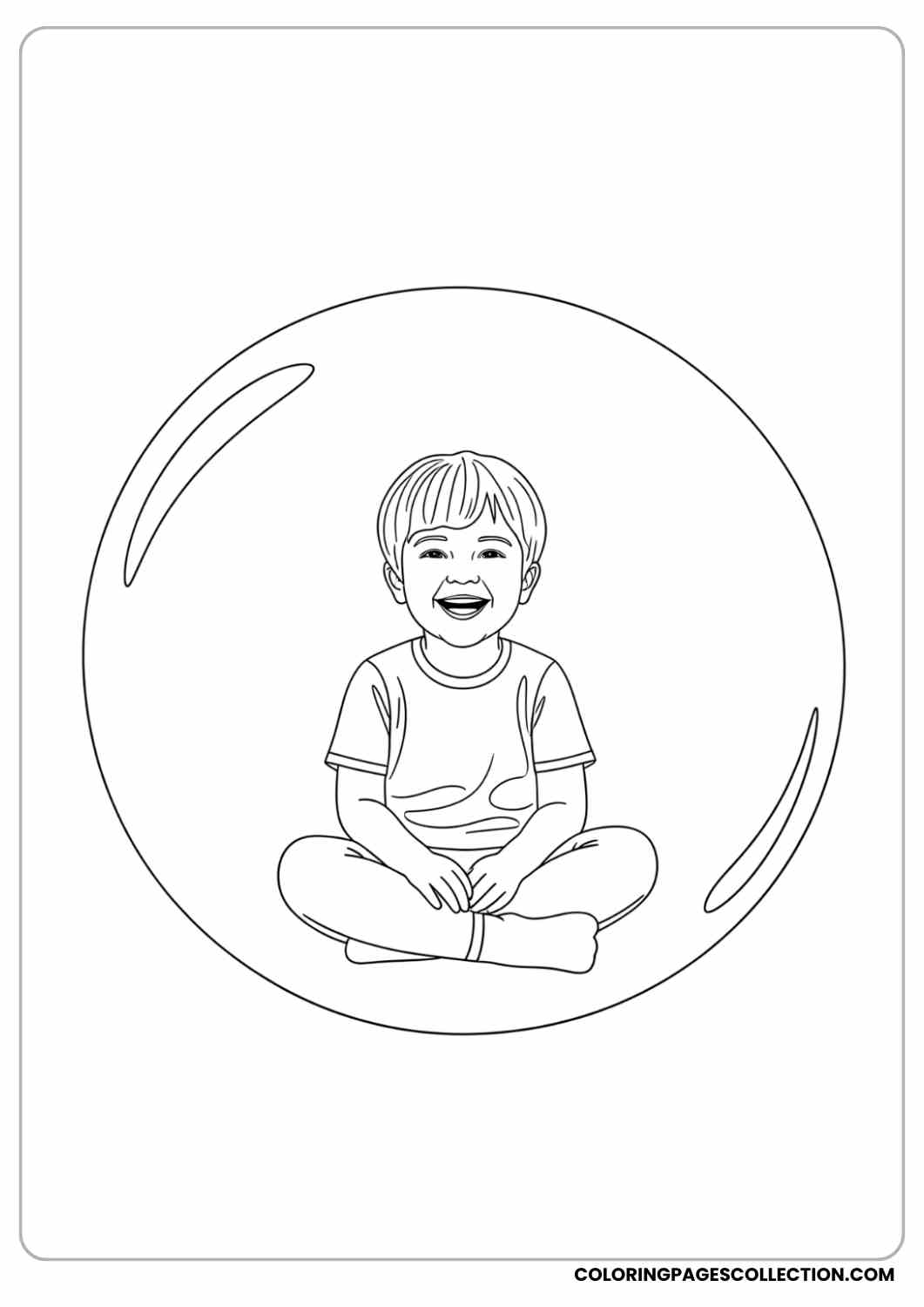giant bubble with child inside coloring page