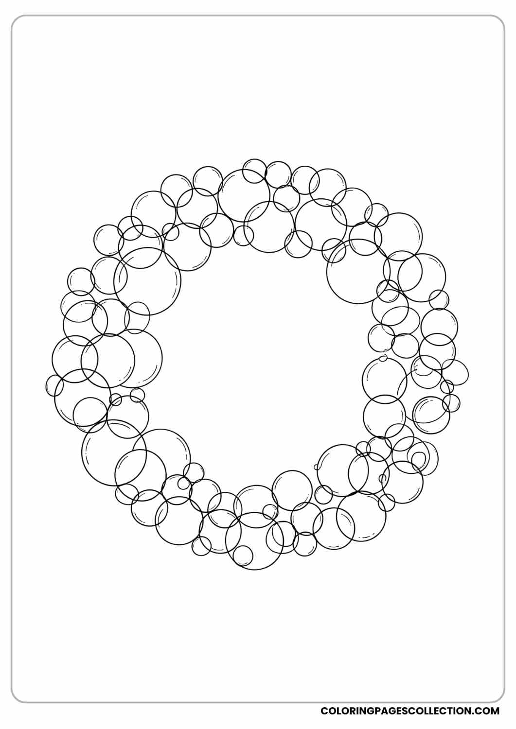 circle wreath of floating bubbles coloring page