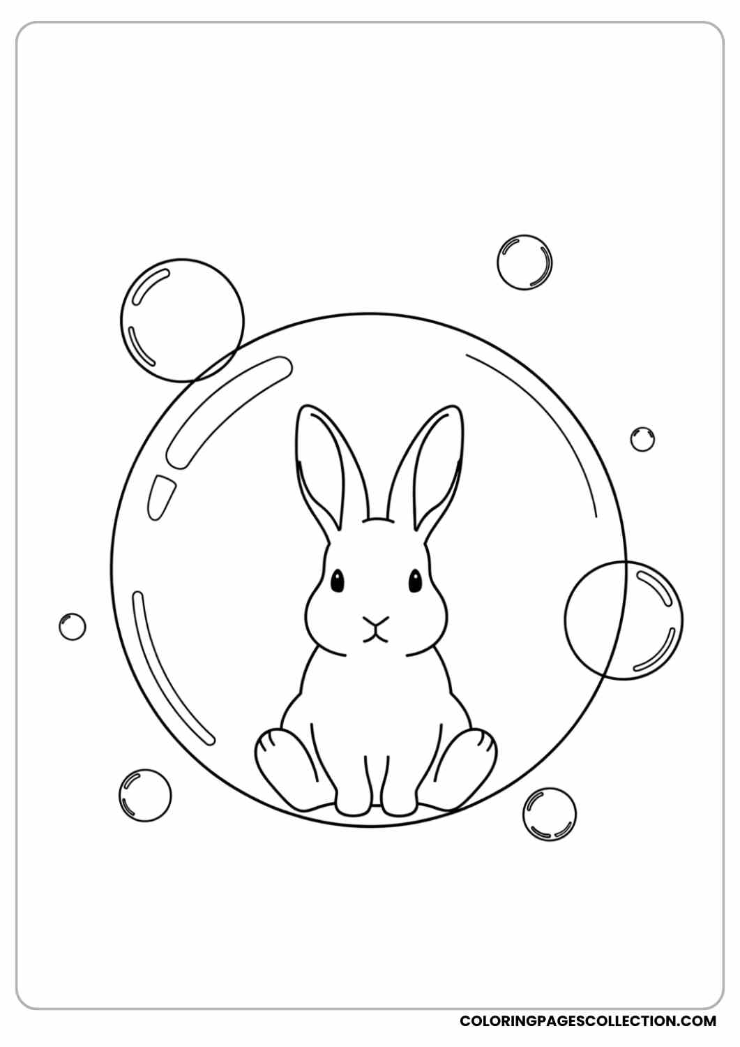 bunny sitting in big bubble coloring page