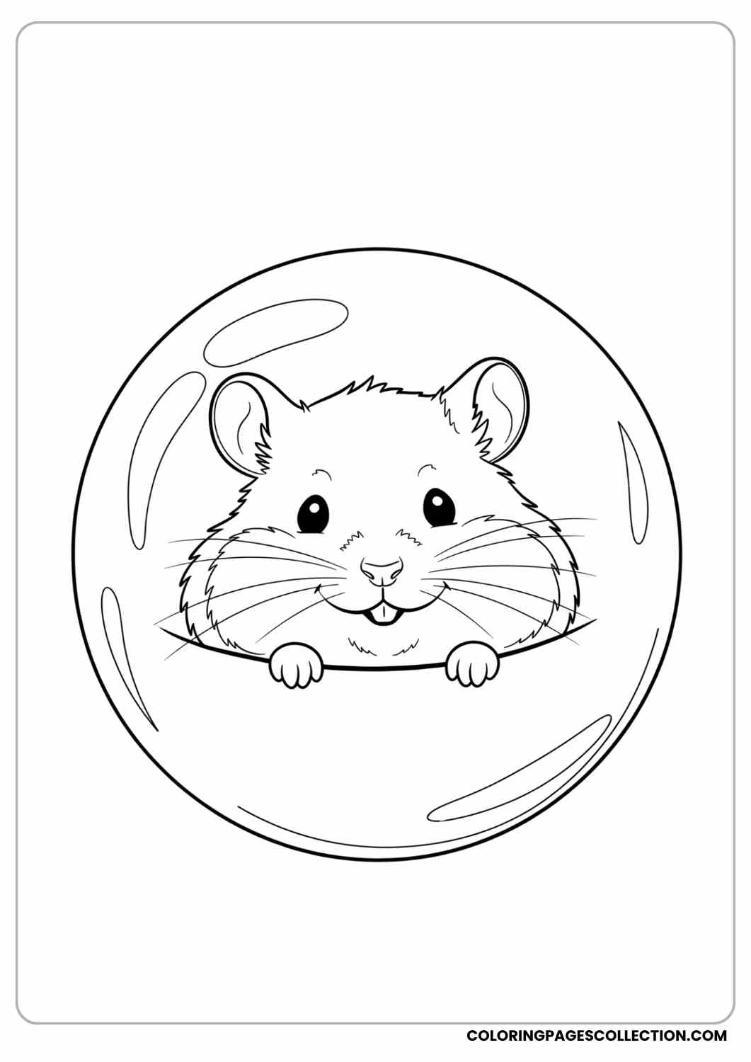 hamster peeking from giant bubble coloring page