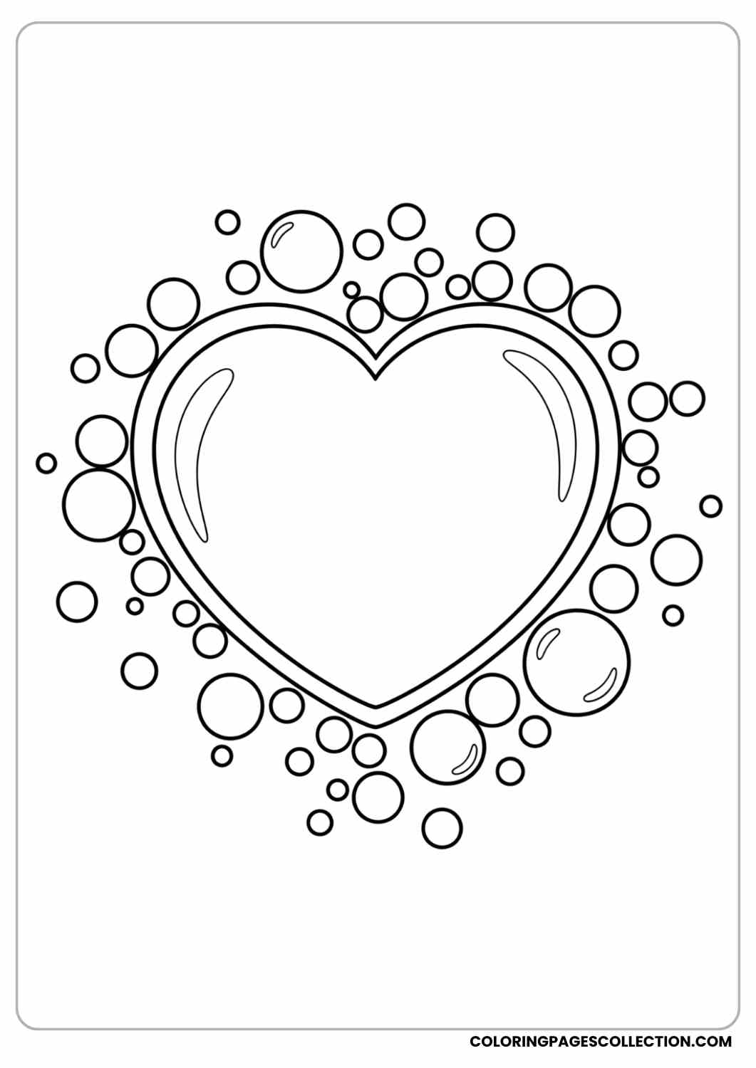 heart-shaped bubble with smalls coloring page