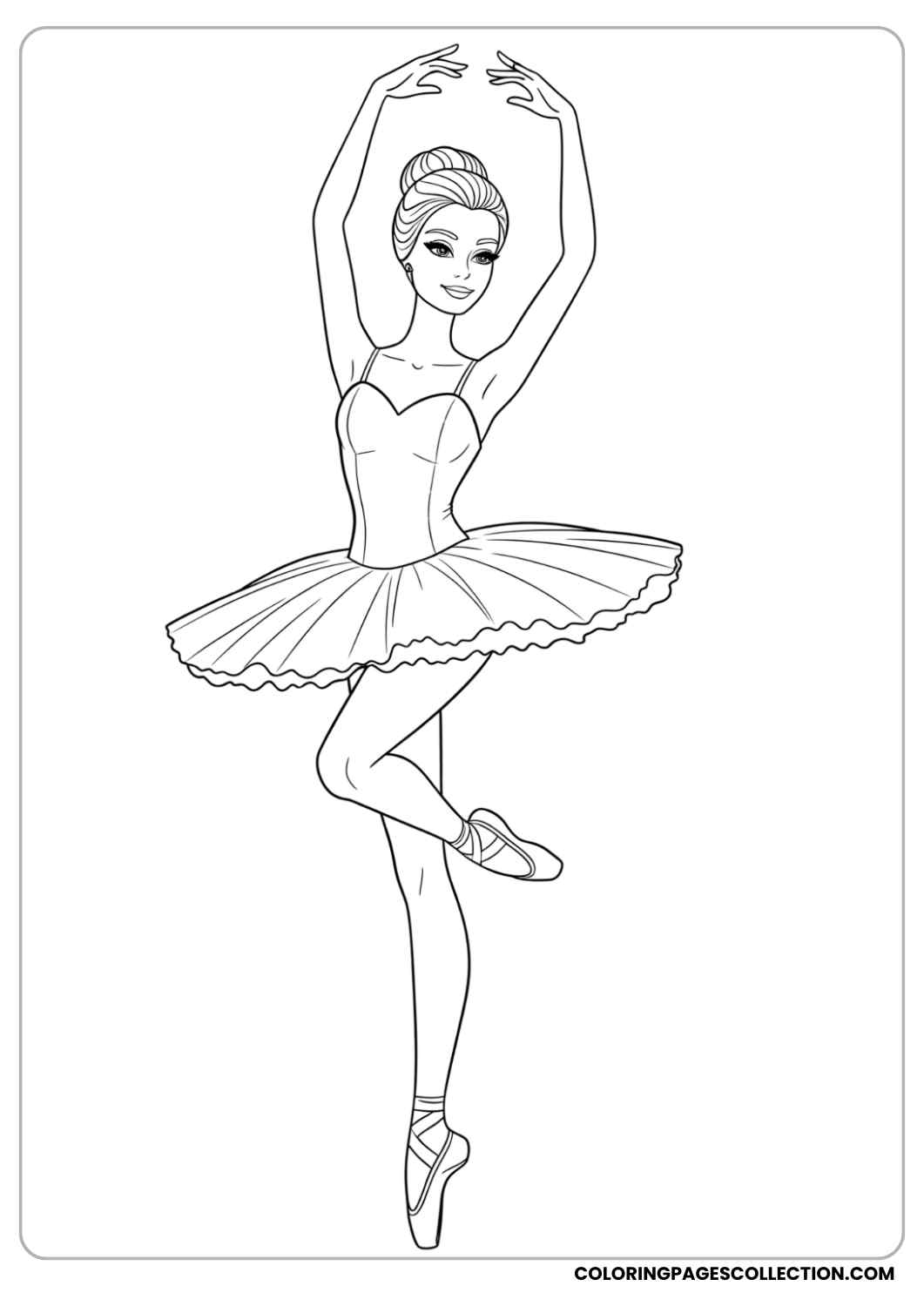 Barbie as a ballerina in a tutu, standing in a ballet pose with grace