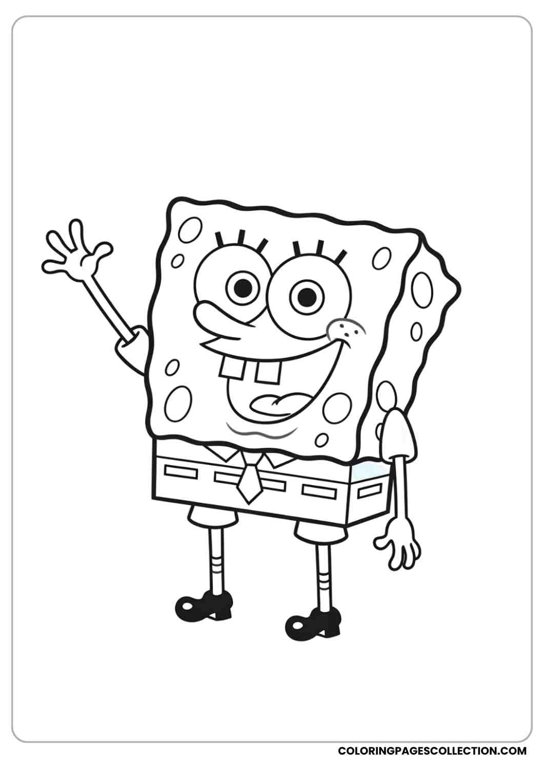 spongebob waving happily coloring page