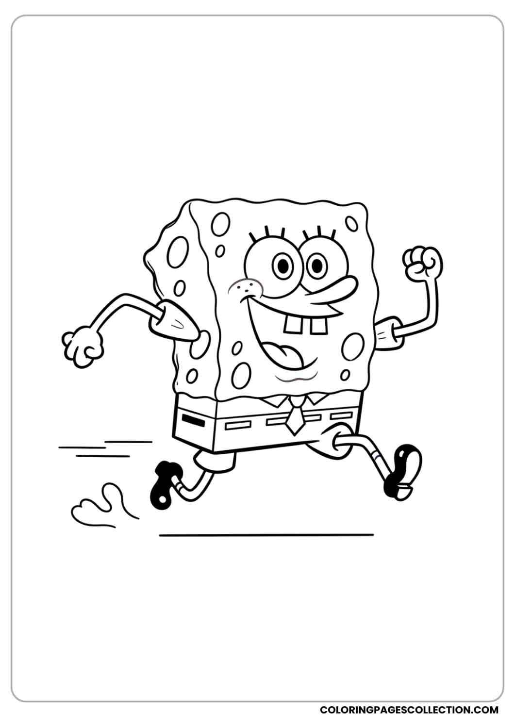 spongebob running joyful coloring page