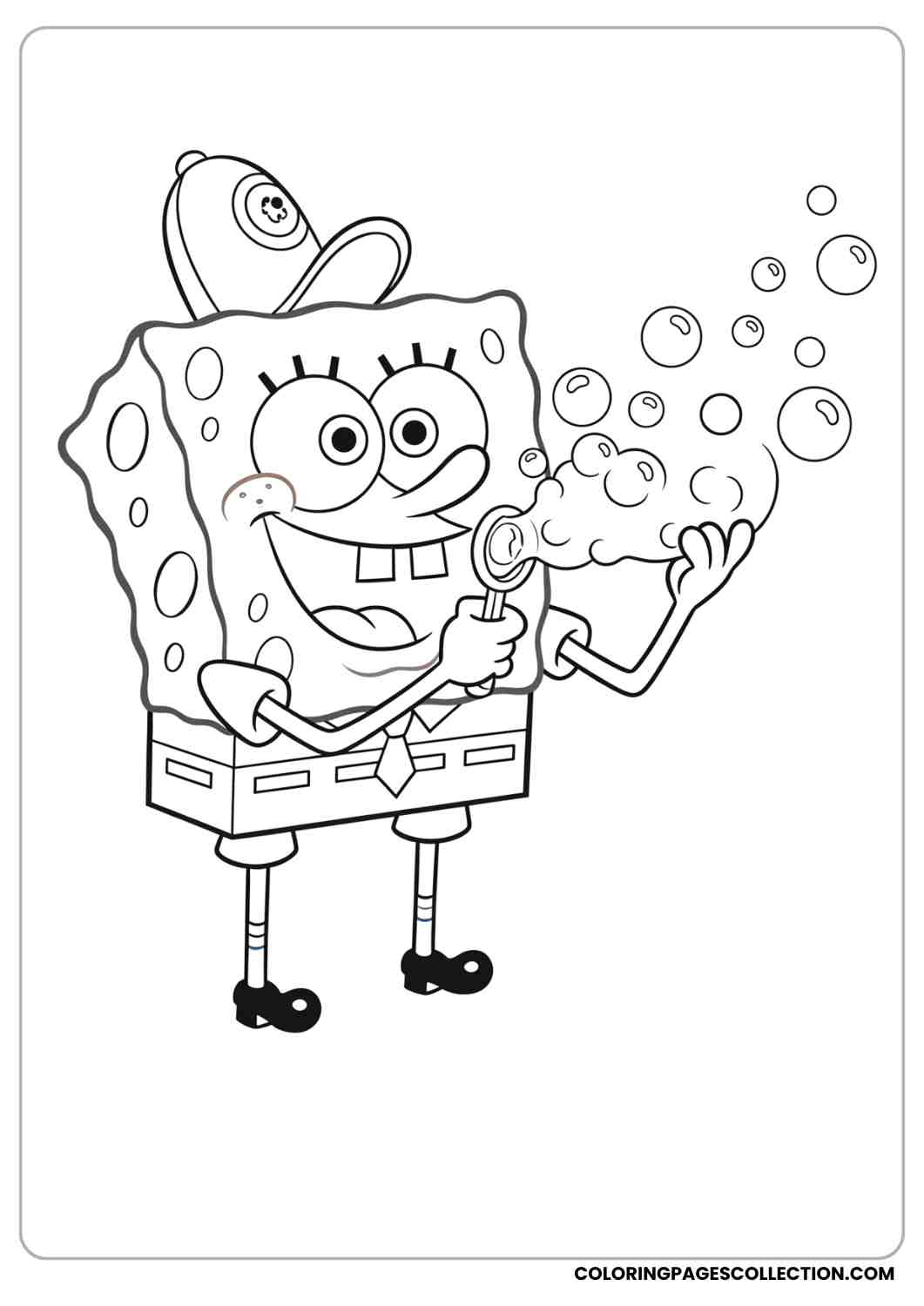 spongebob blowing bubbles coloring page
