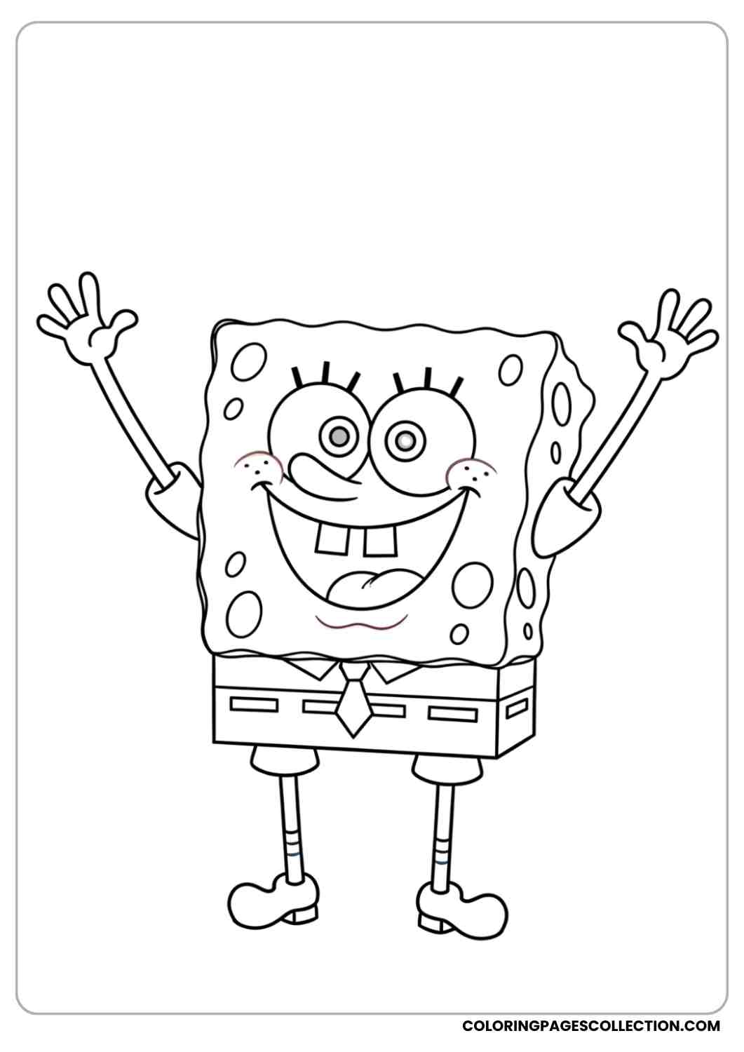 spongebob waving in excitement coloring page
