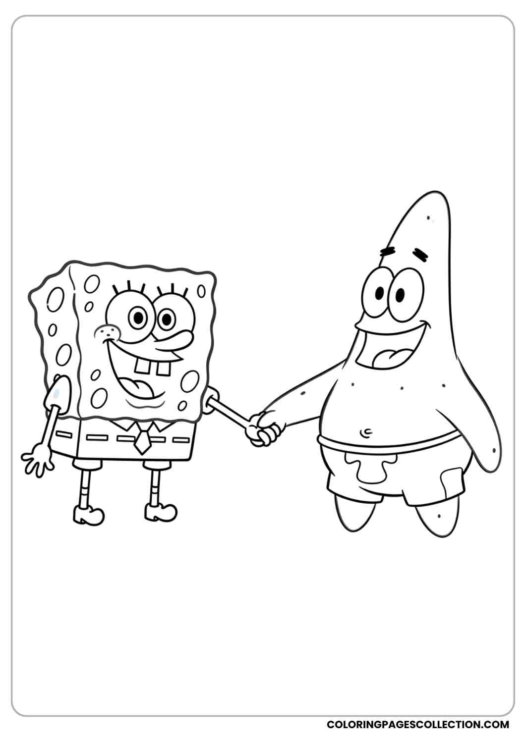 spongebob holding hands with patrick coloring page