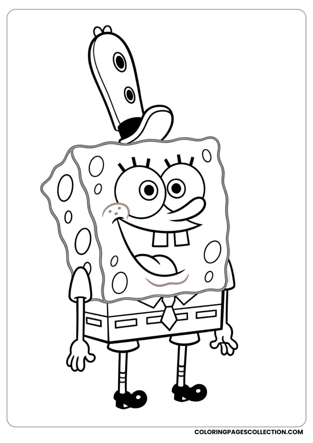spongebob wearing work hat coloring page
