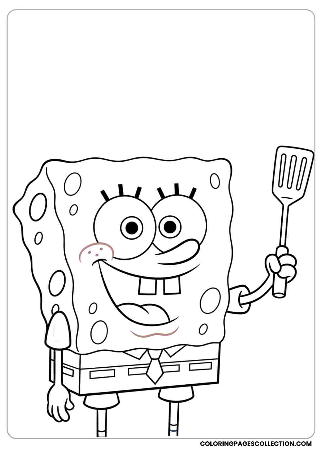 spongebob holding spatula coloring page