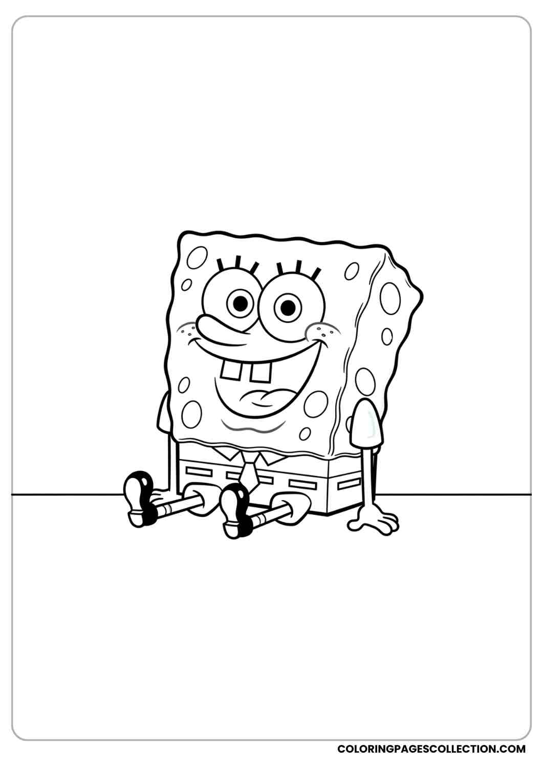 spongebob sitting with big grin coloring page