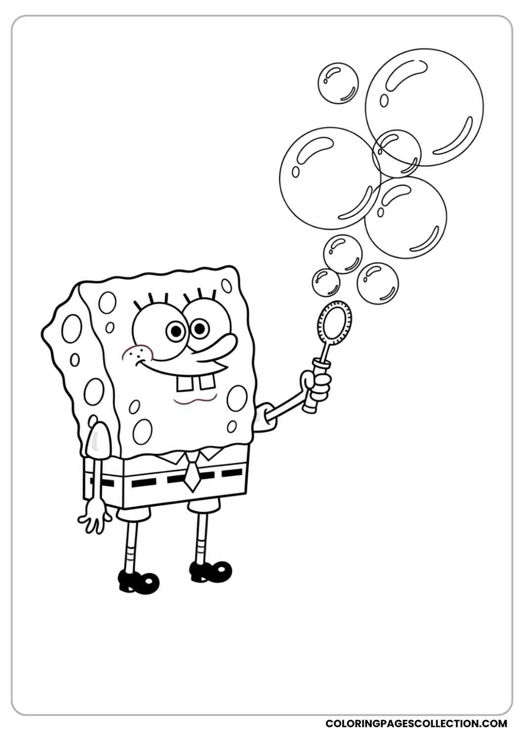 spongebob blowing big bubbles coloring page
