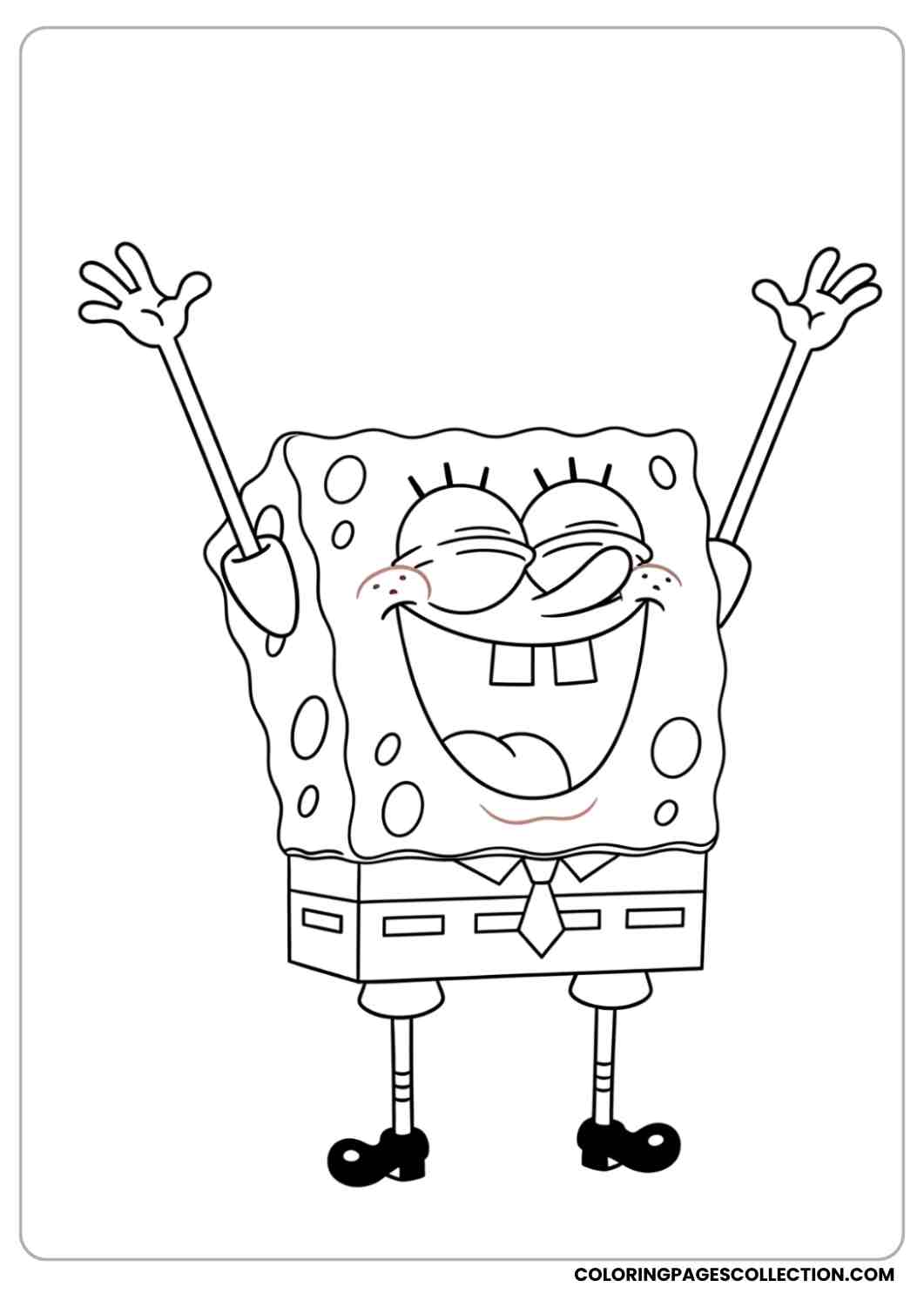spongebob laughing with arms up coloring page