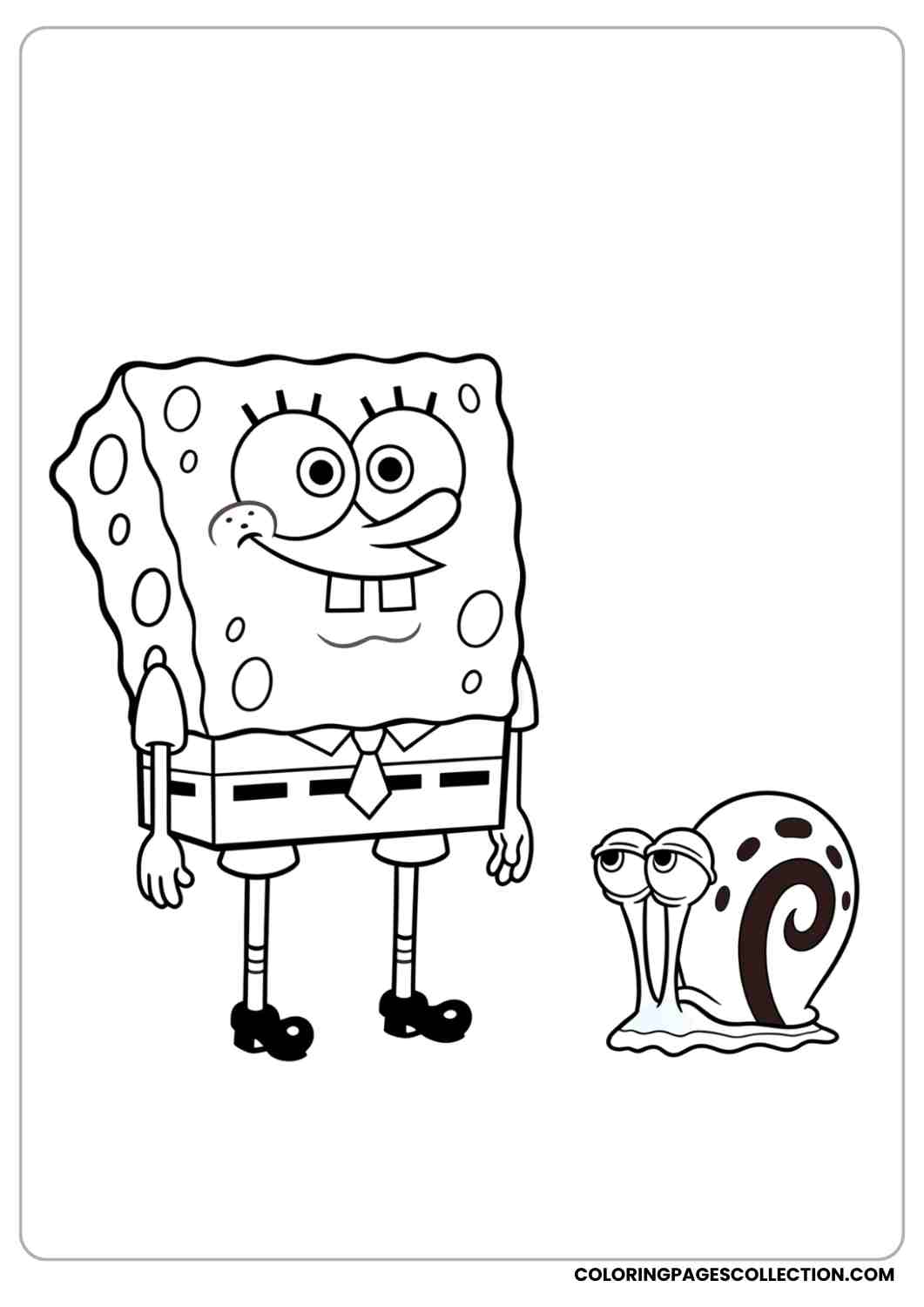 spongebob with snail gary coloring page