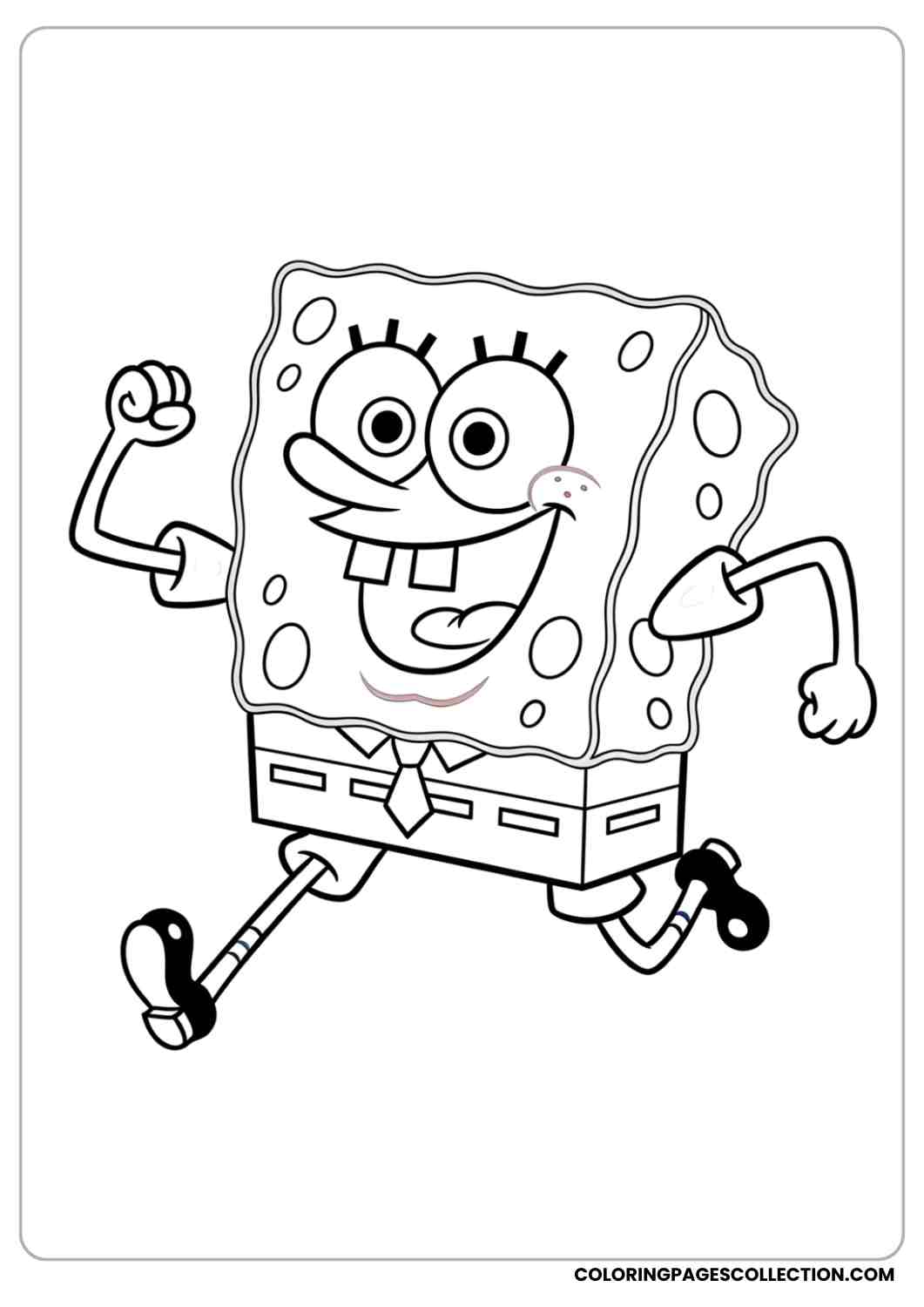 spongebob running while smiling coloring page