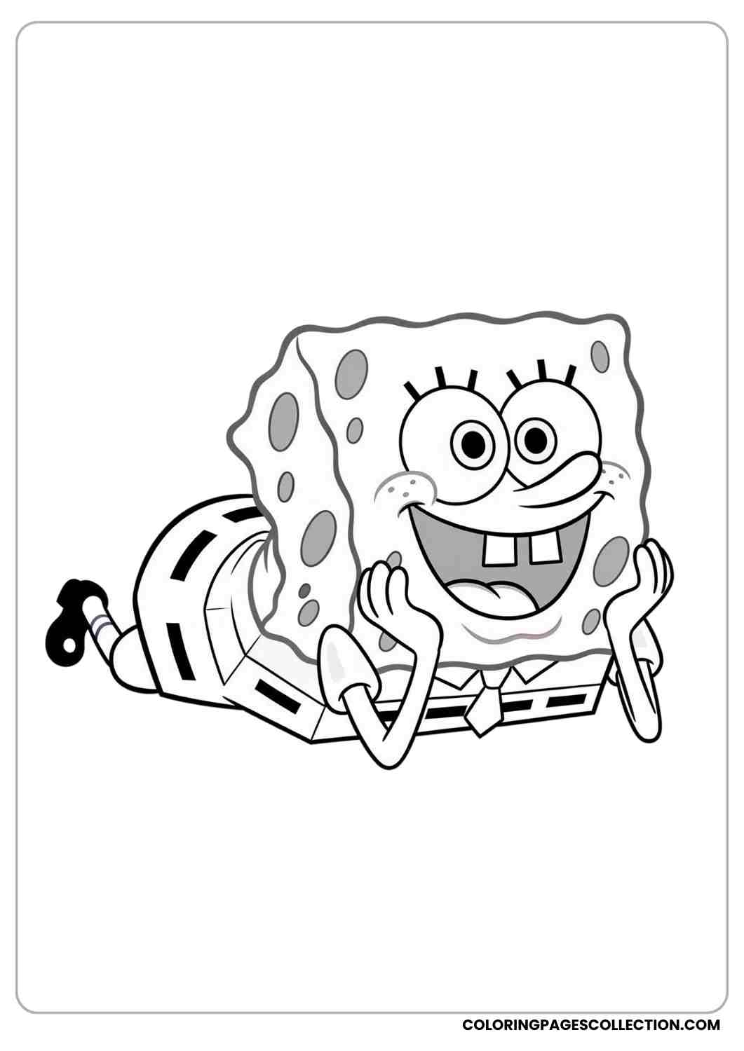 spongebob lying with chin in hands coloring page