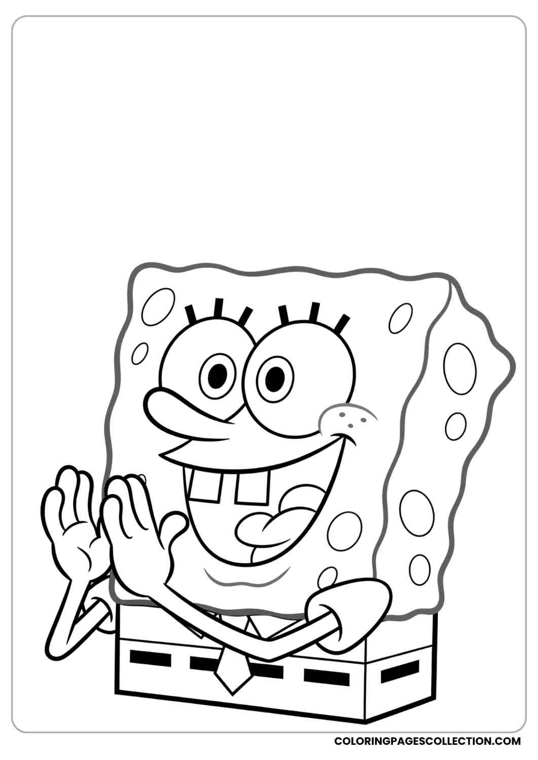 spongebob clapping joyfully coloring page
