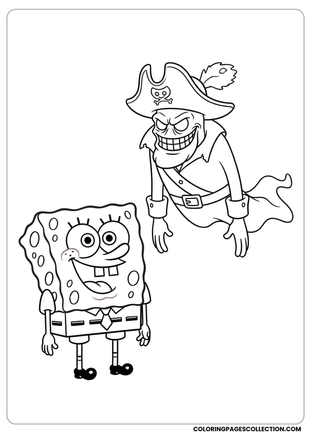 spongebob with flying dutchman coloring page