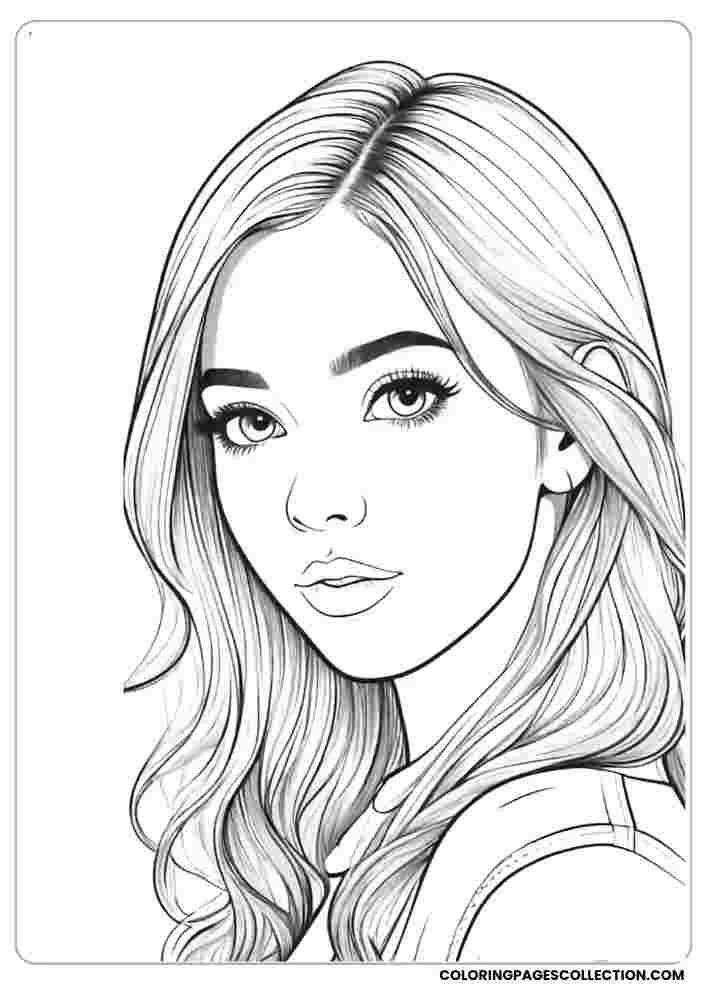 Pretty Girl with Layered Hair Coloring Page