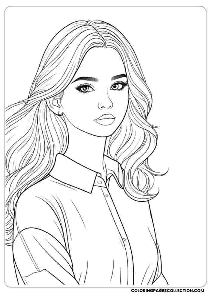 Soft Waves and Collared Shirt Coloring Page
