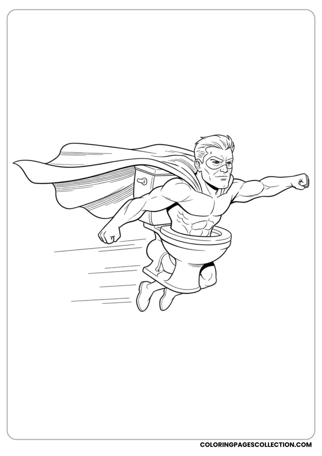 skibidi toilet in superhero cape flying coloring sheet