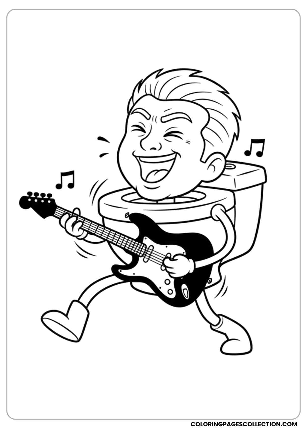 skibidi toilet playing a guitar rocking out coloring sheet