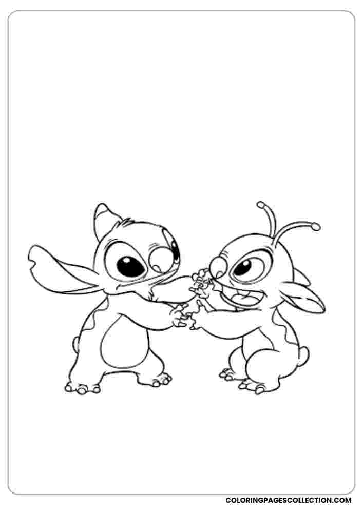 Stitch and Scrump Playing Coloring Page, Coloring sheet, free printable