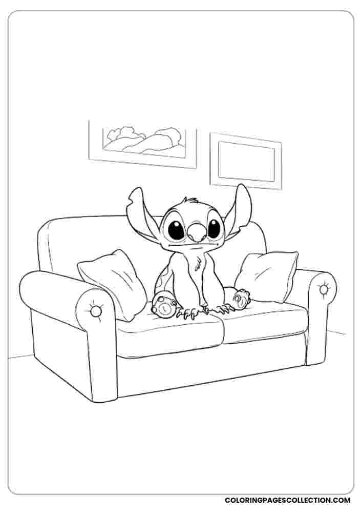 Stitch with Comic Book Coloring Page, Coloring sheet, free printable