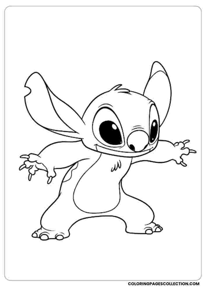 Anime Style Stitch Coloring Page, Coloring sheet, free printable