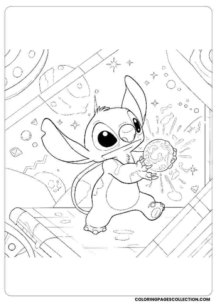 Stitch with Energy Orb Coloring Page, Coloring sheet, free printable