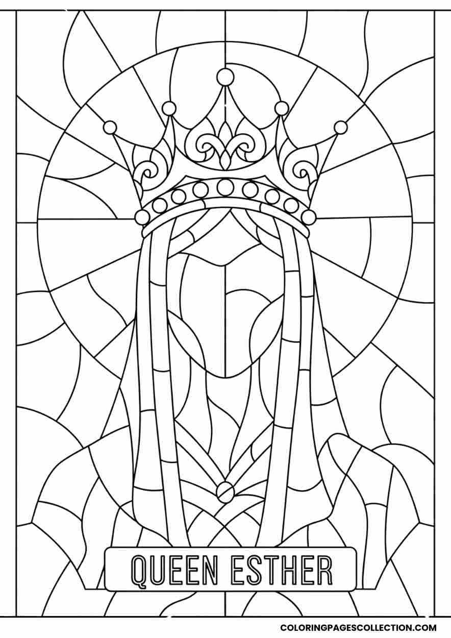 Stained-glass style lineart , Coloring page, coloring sheet, queen esther coloring pages,