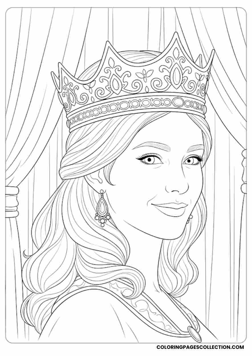 Portrait of Queen Esther, Coloring page, coloring sheet, queen esther coloring pages,
