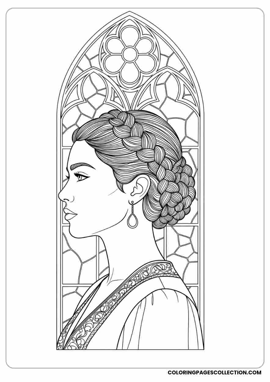 Portrait of Esther, Coloring page, coloring sheet, queen esther coloring pages,