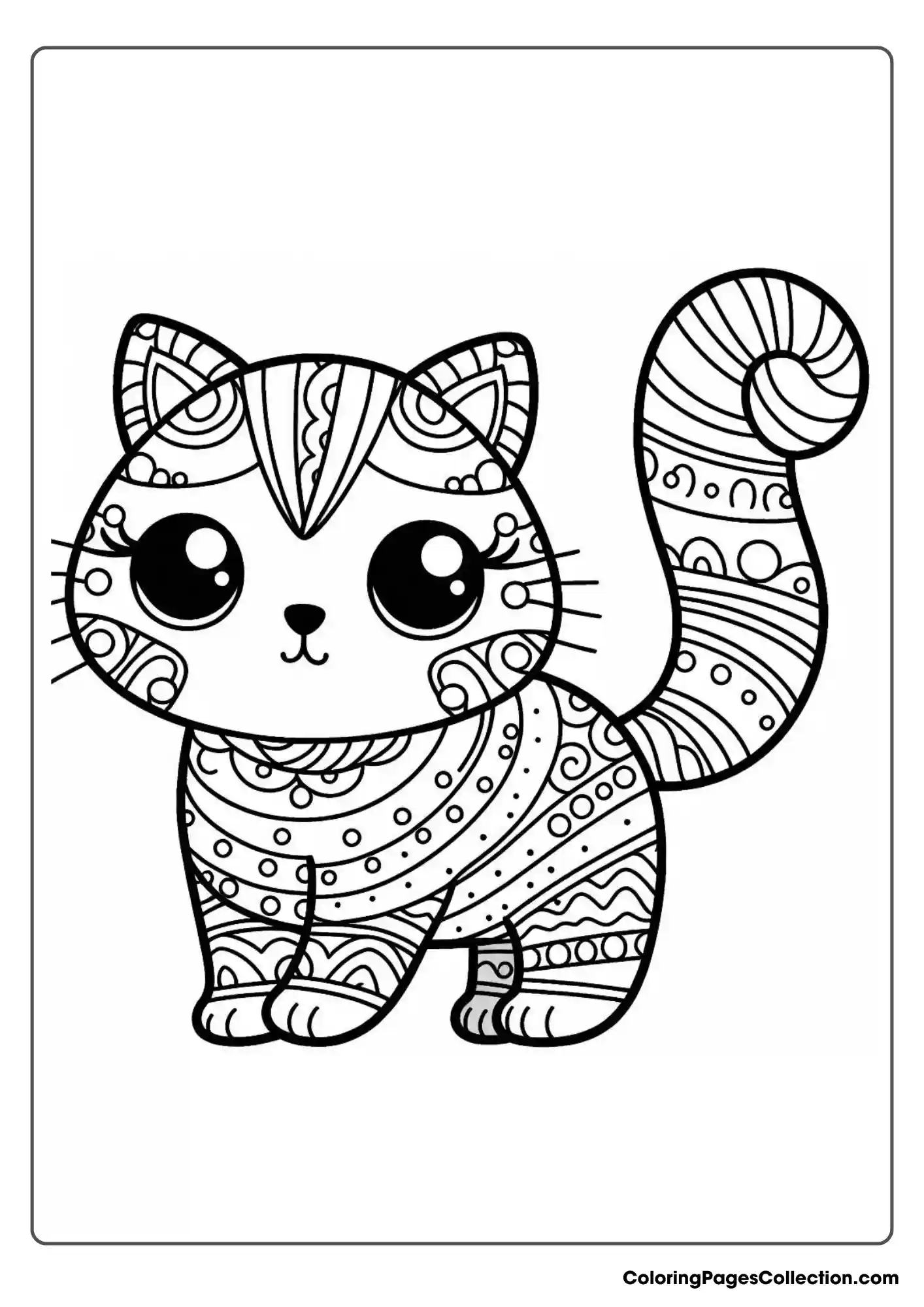 Cute Cat With A Stylized Pattern