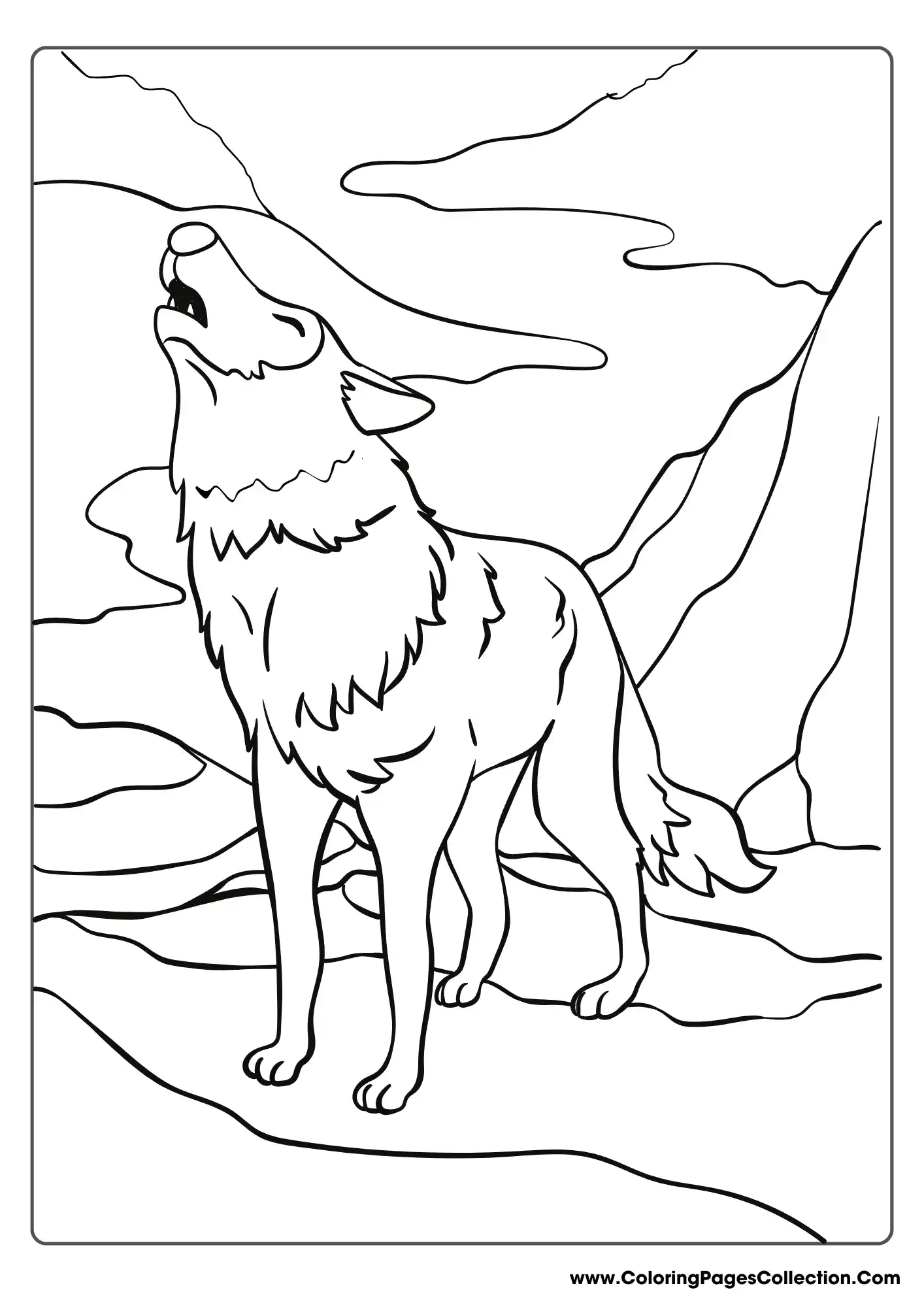 wolf coloring pages, Wolf Howling in Jungle