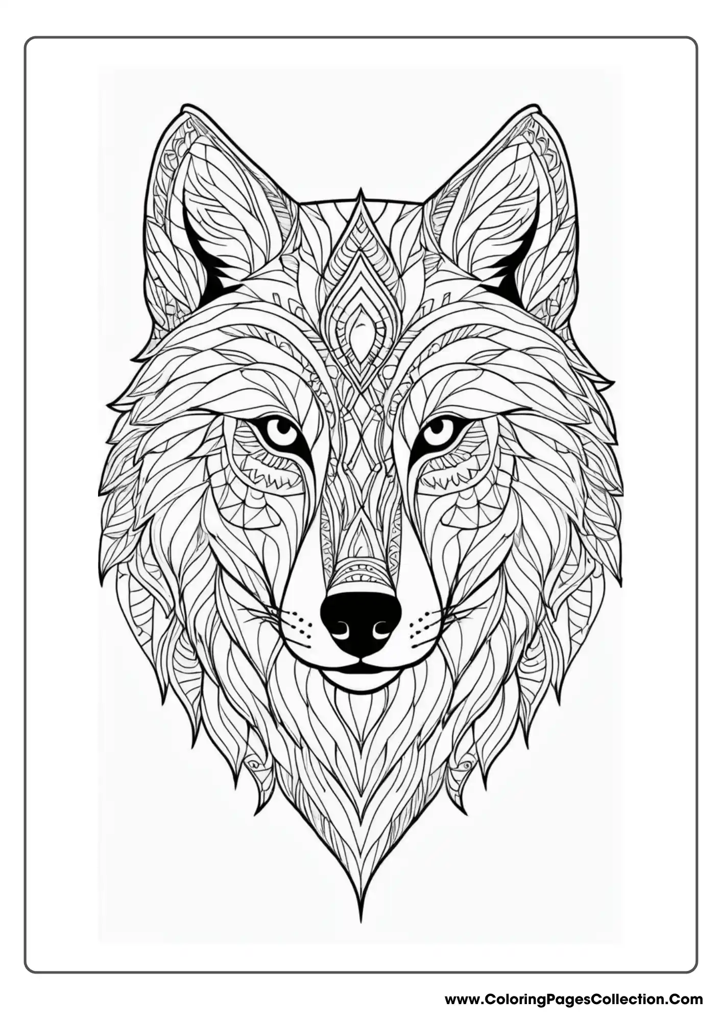 wolf coloring pages, Mandala Wolf
