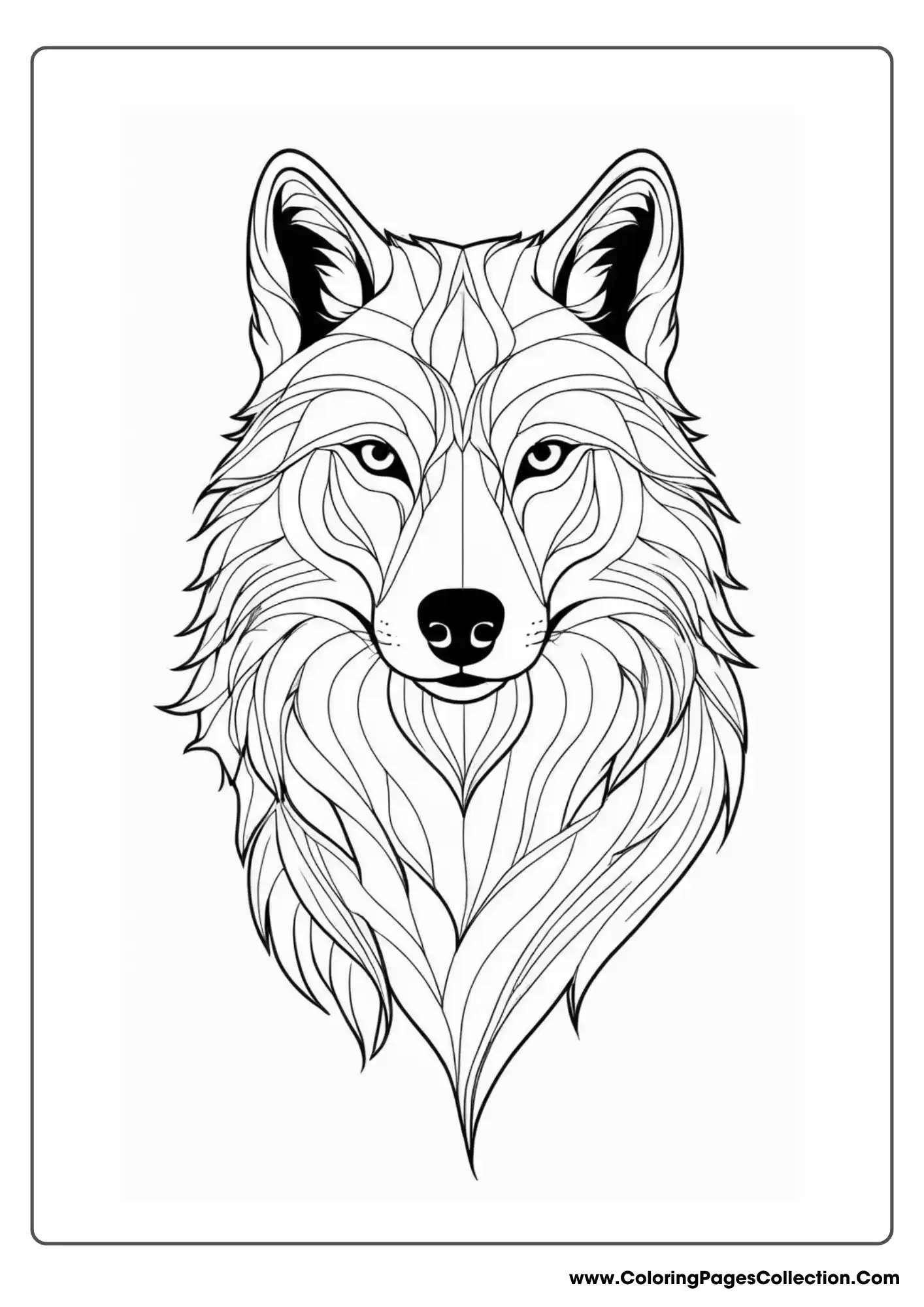 wolf coloring pages, Simple Wolf Face