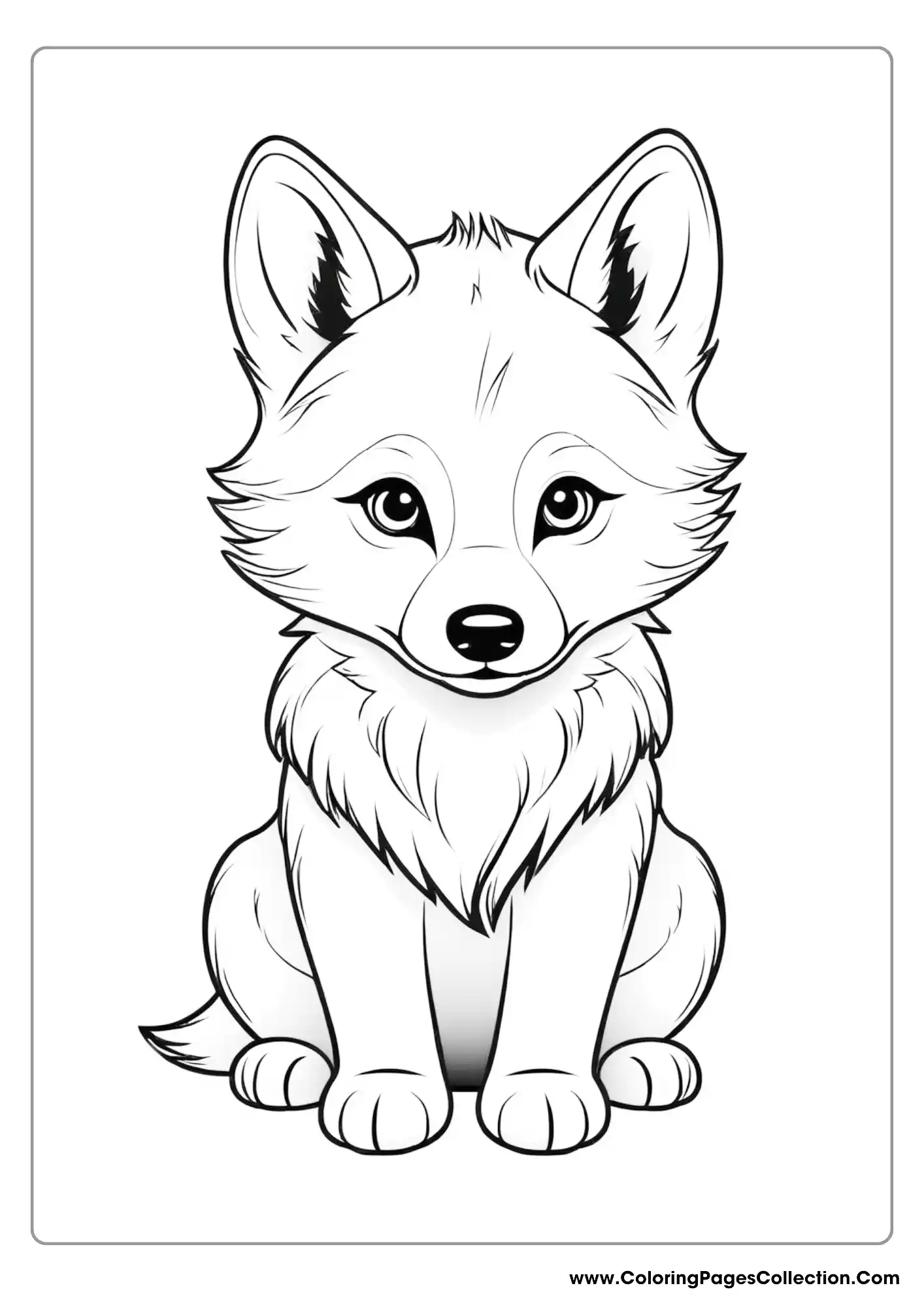wolf coloring pages, Easy Cute Baby Wolf
