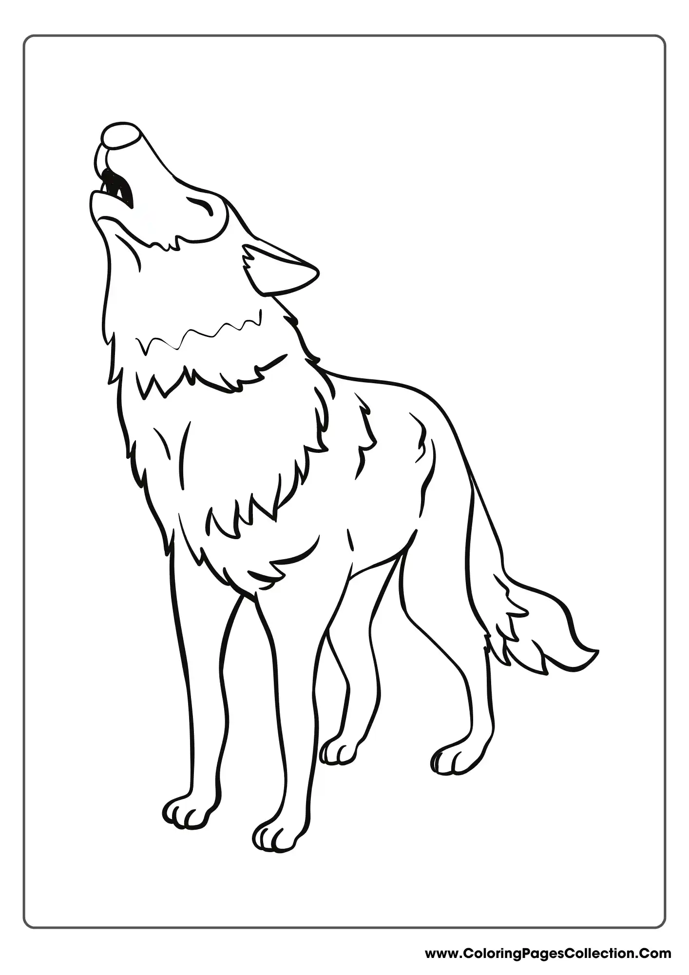 wolf coloring pages, Simple Wolf Howling