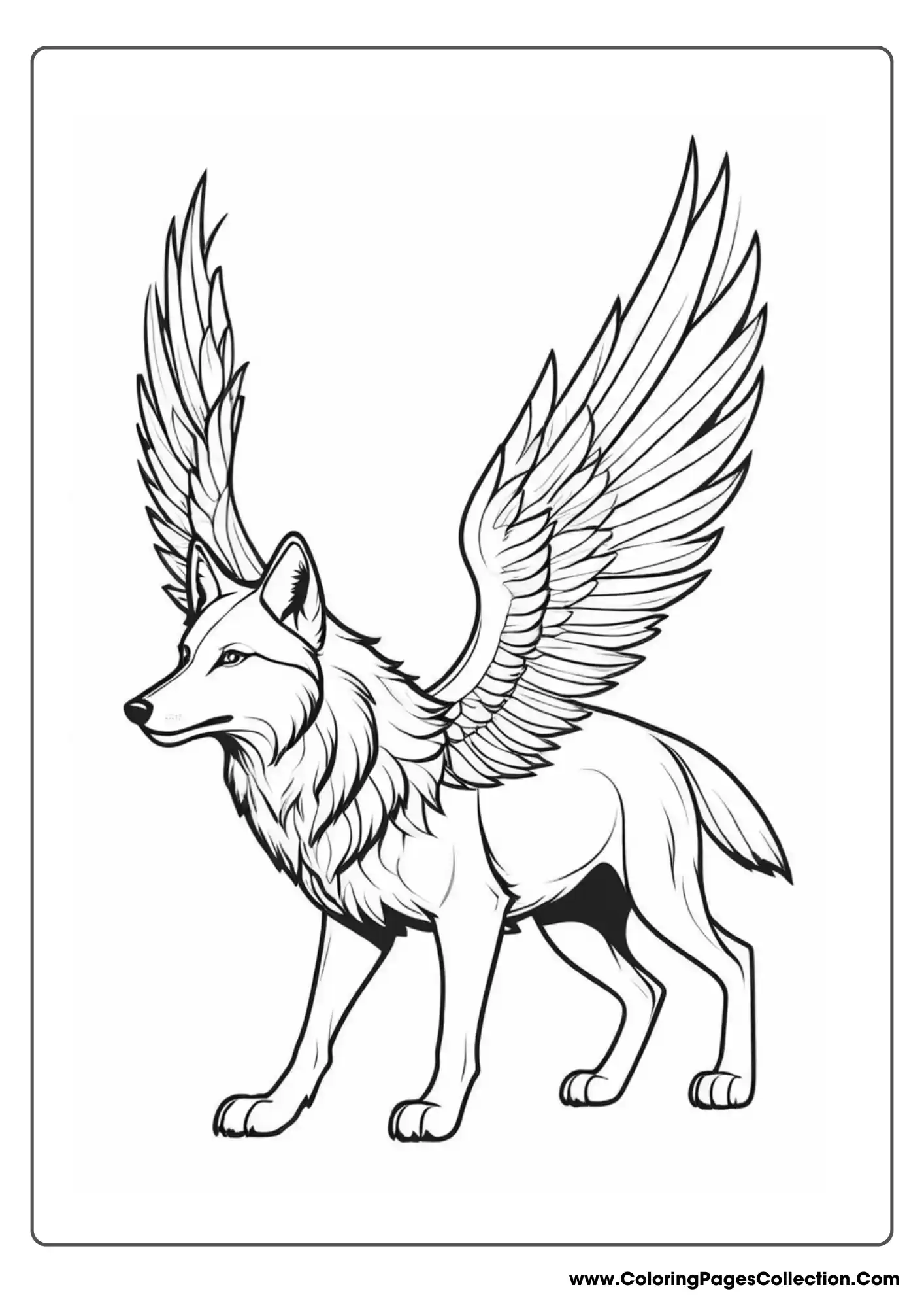 wolf coloring pages, Winged Wolf