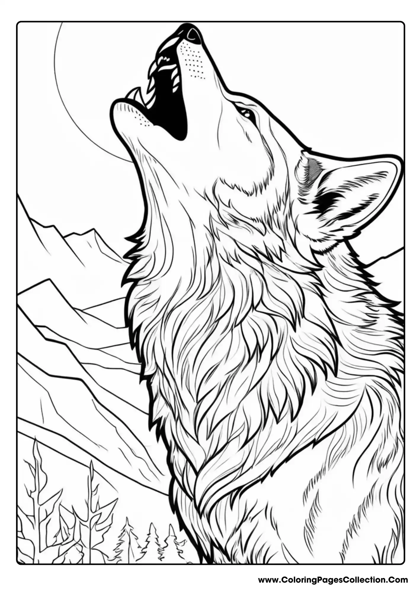 wolf coloring pages, Wolf Howling in Jungle