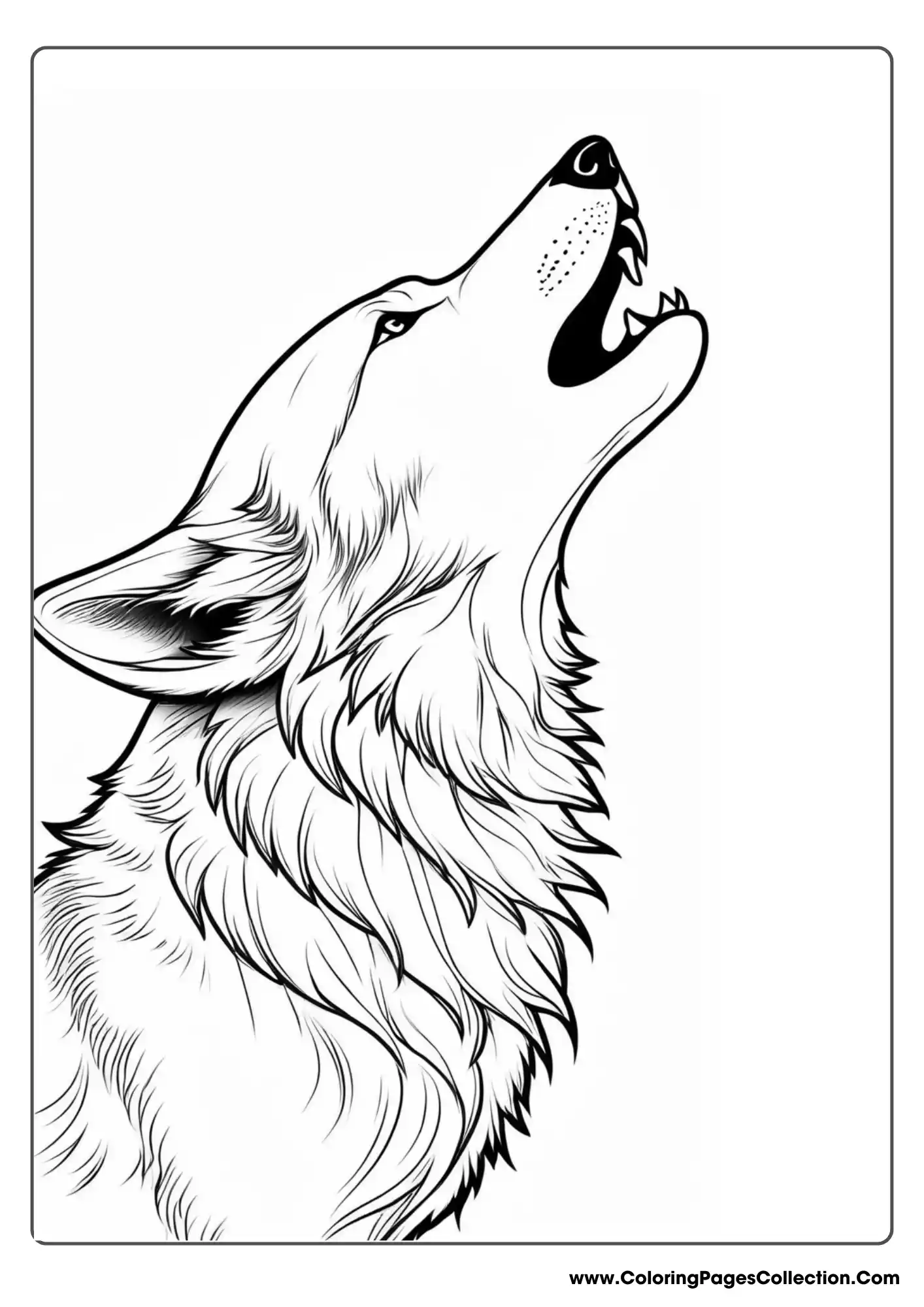 wolf coloring pages, Simple Howling Wolf