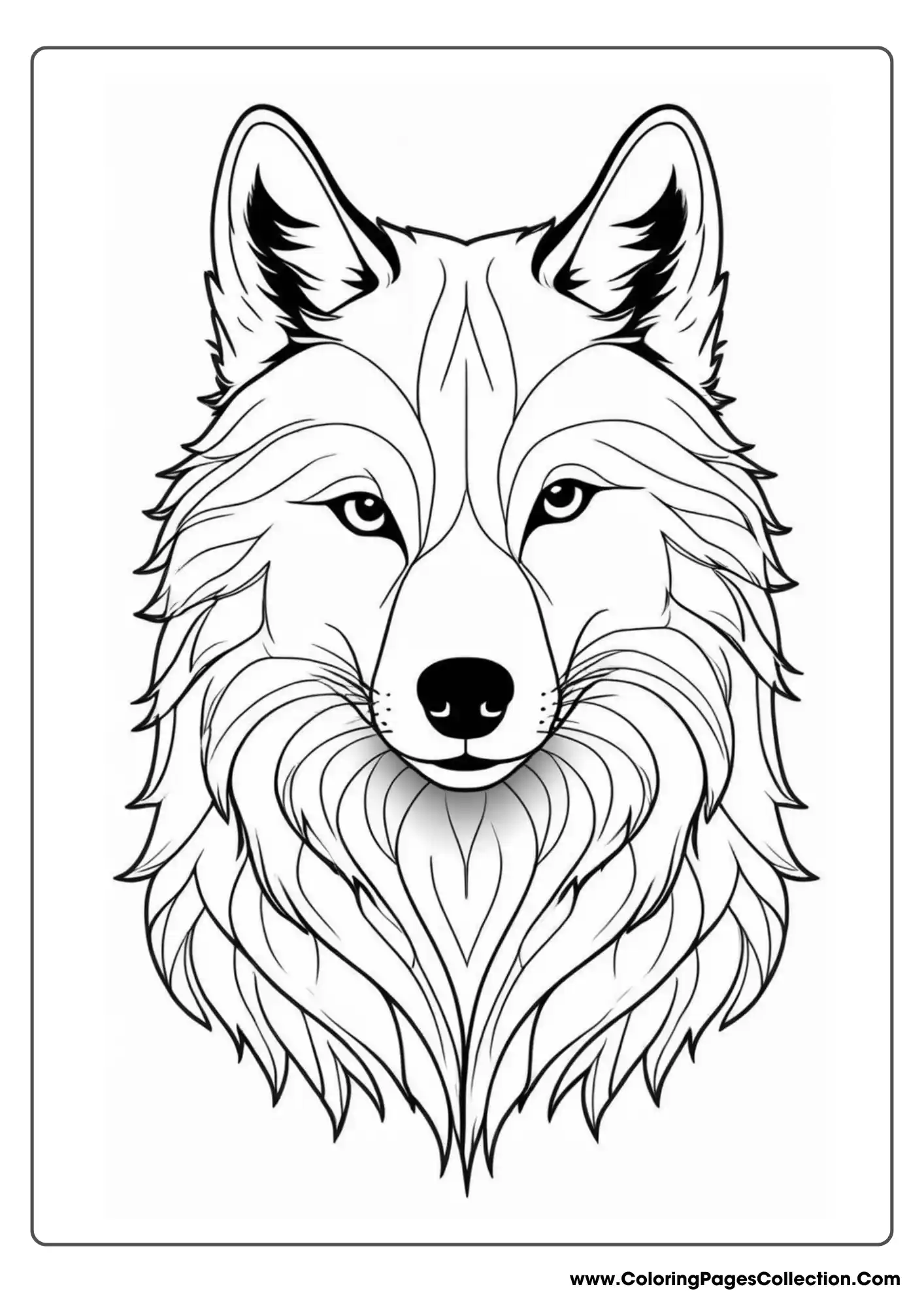 wolf coloring pages, Easy Wolf Face
