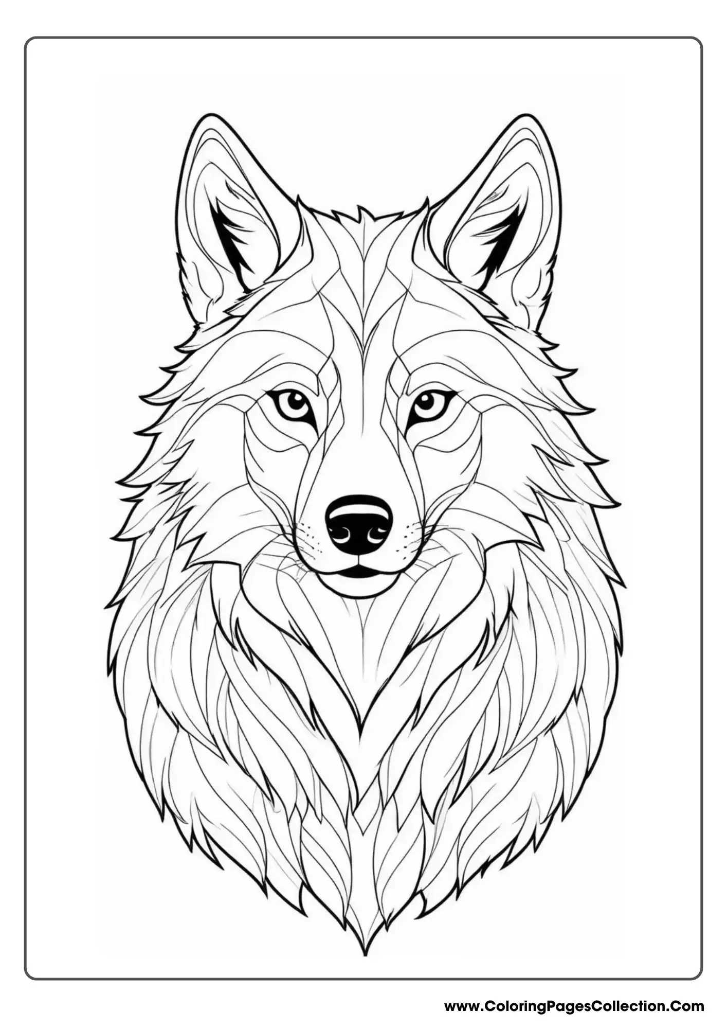 wolf coloring pages, Easy Wolf Face