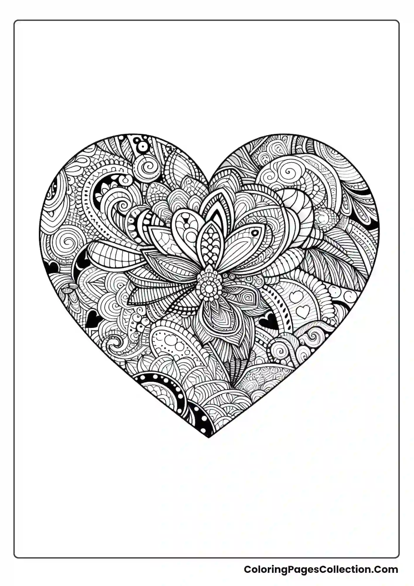A Heart Filled With Various Zentangle Patterns