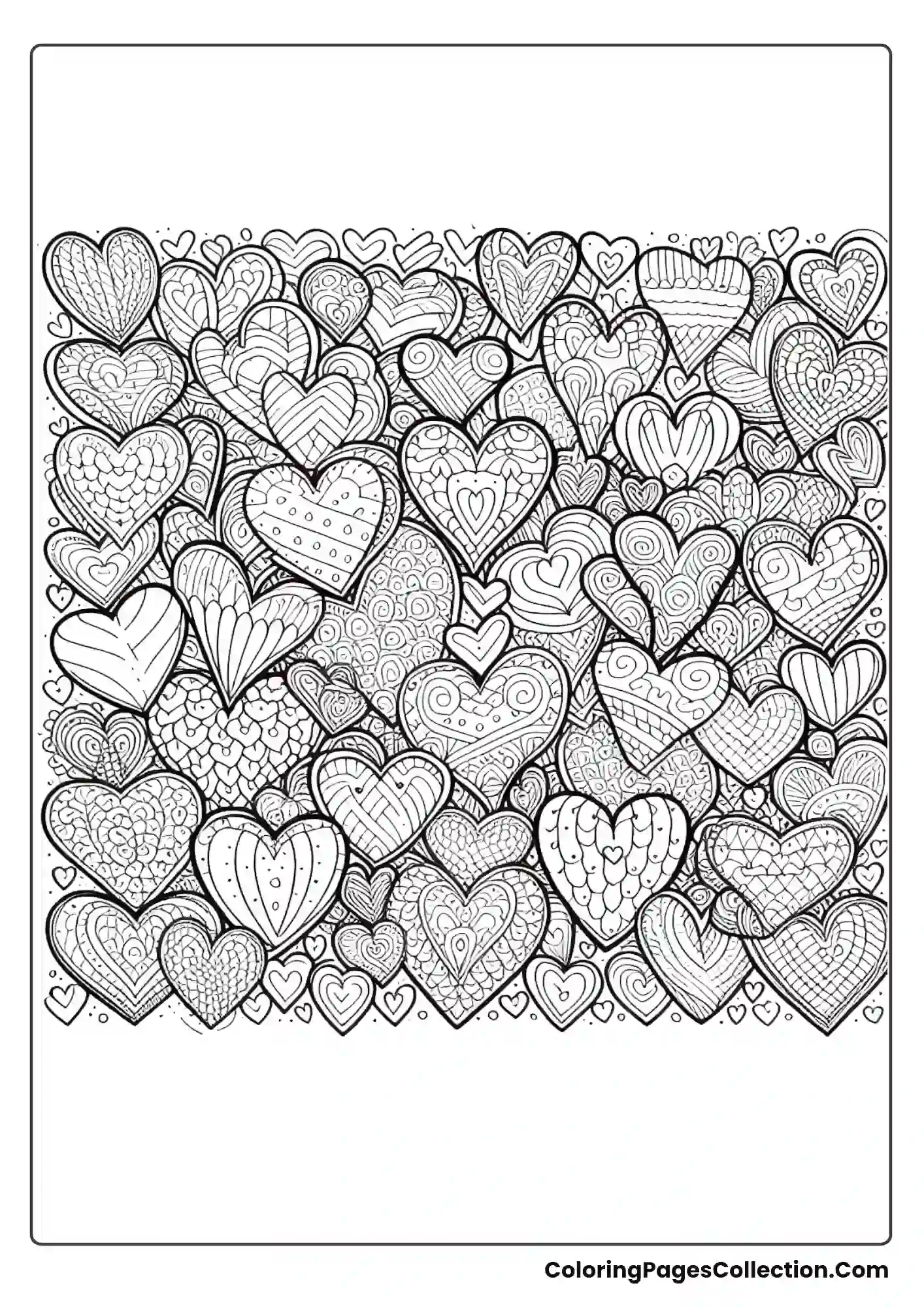 A Page Filled With Repeating Heart Shapes In Various Sizes