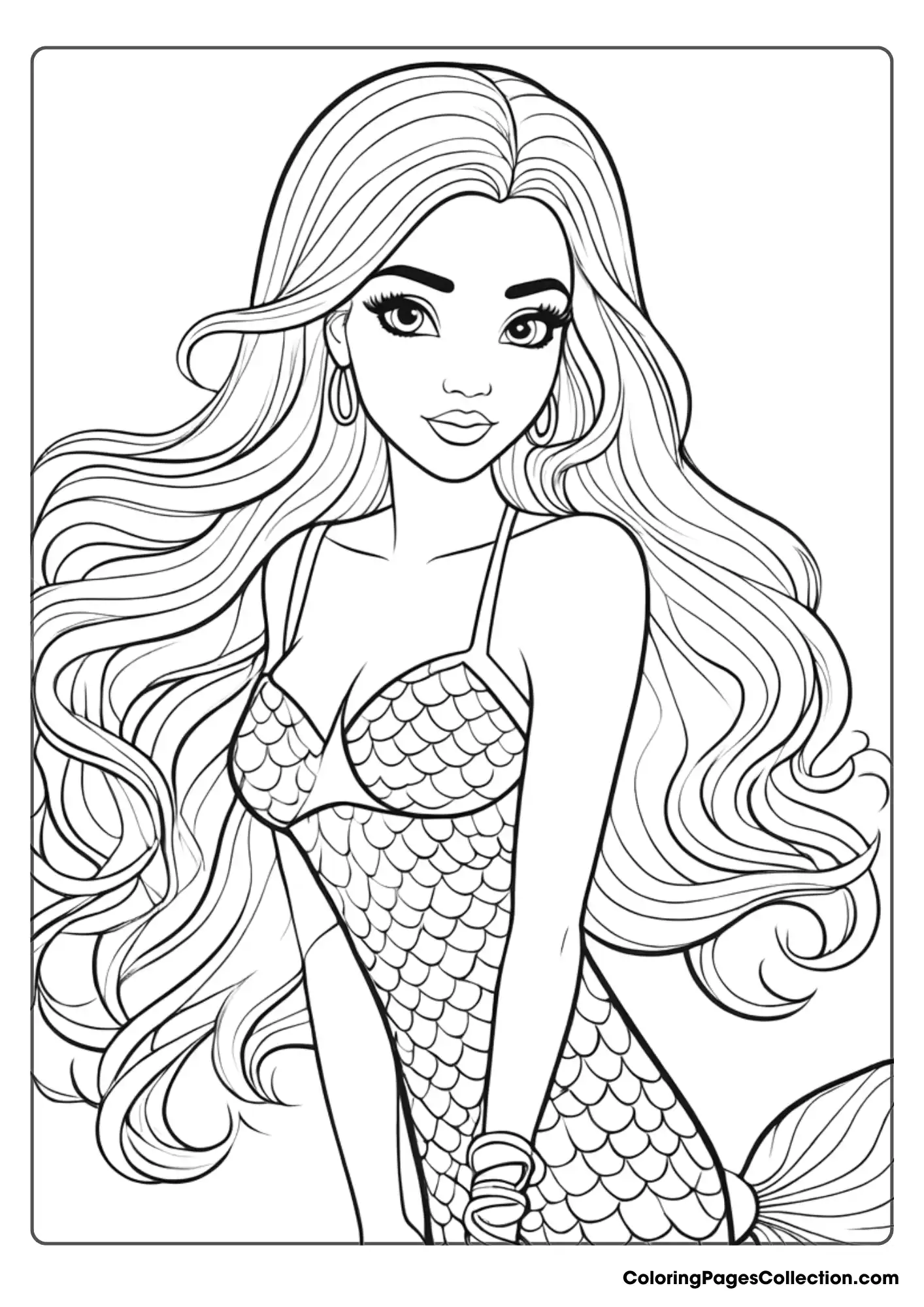 Coloring pages for teens, Cute Mermaid