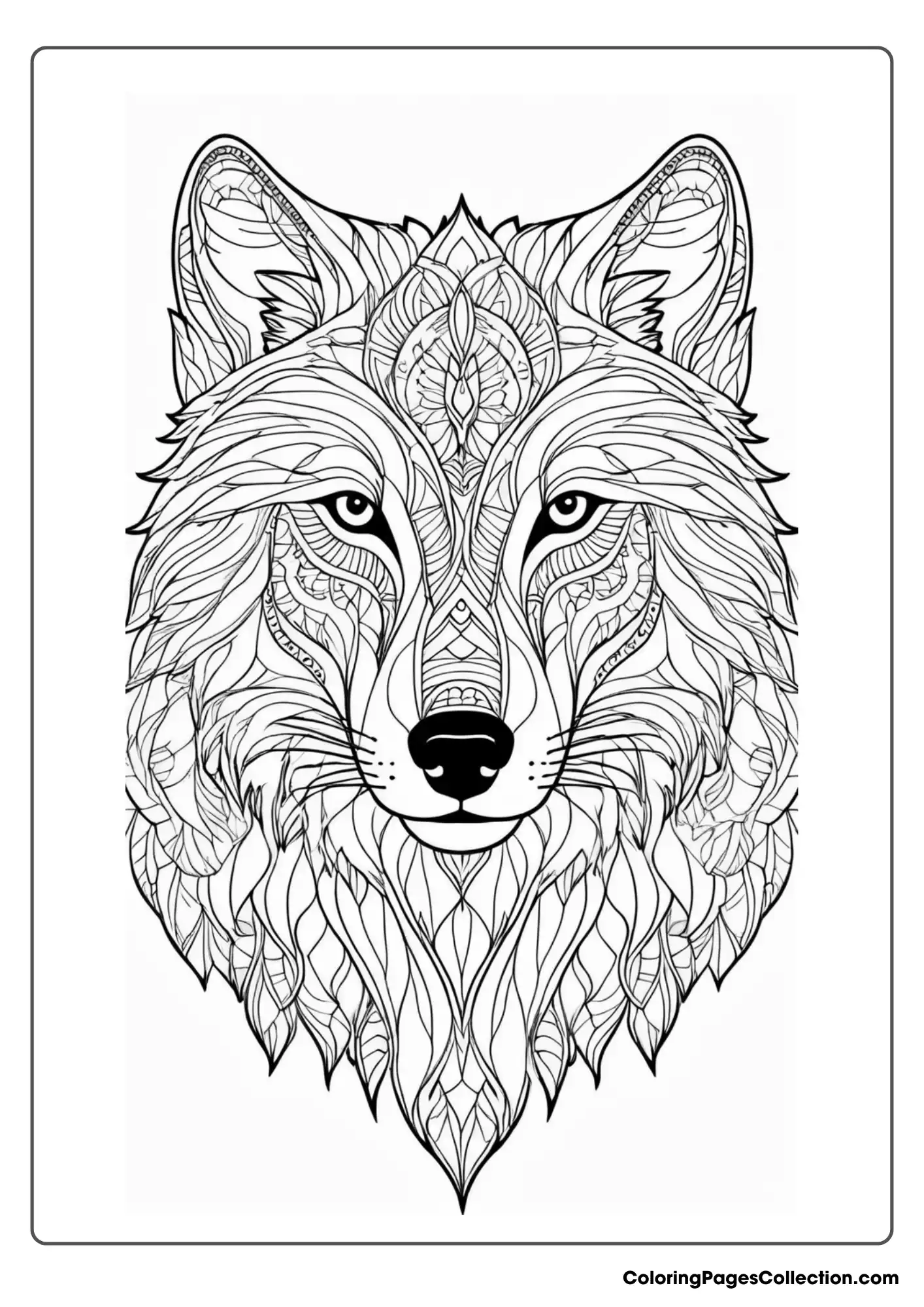 Coloring pages for teens, Mandala Wolf