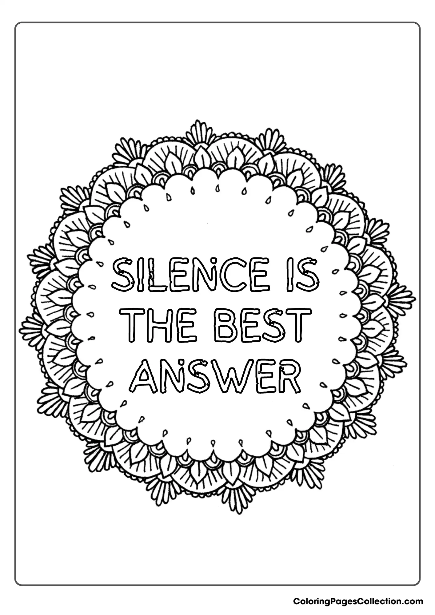 Coloring pages for teens, Silence Is The Best Answer